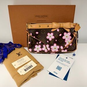 LOUIS VUITTON Monogram Cherry Blossom Takashi Murakami Pochette Accessories Bag